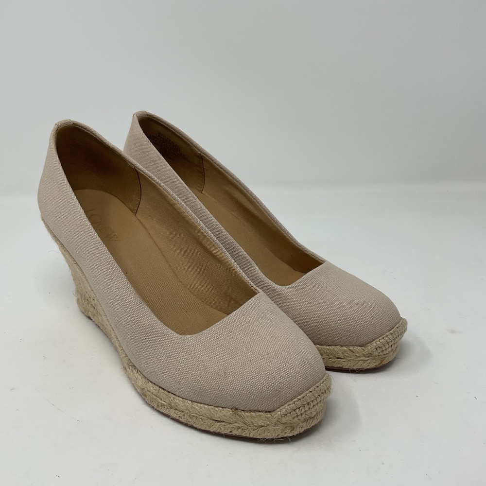 J.Crew Womens Canvas Espadrille Wedge Heels Pumps Beige Natural Size 6
